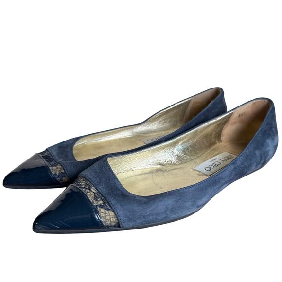Jimmy Choo Blue and Gold Flats Size 7 - Picture 1 of 10
